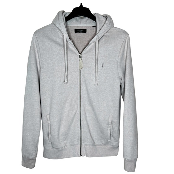 All Saints Other - All Saints Raven Hoody Gray Cotton Zip Up Ramskull Casual Jacket Size L